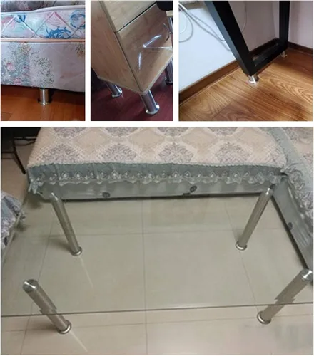 Vista 8 de Patas ajustables para muebles de barra roscada M10, patas de cama de acero inoxidable cepillado, patas de mesa de vidrio, patas de repuesto