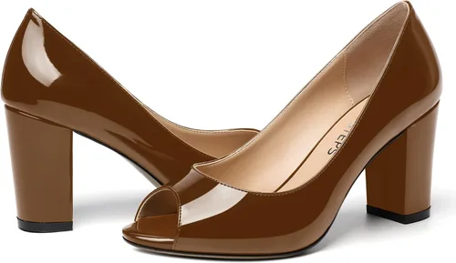 Vista 6 de MOVINSTEPS Zapatos de tacón alto para mujer, con puntera abierta, sexy, de 3.3 pulgadas