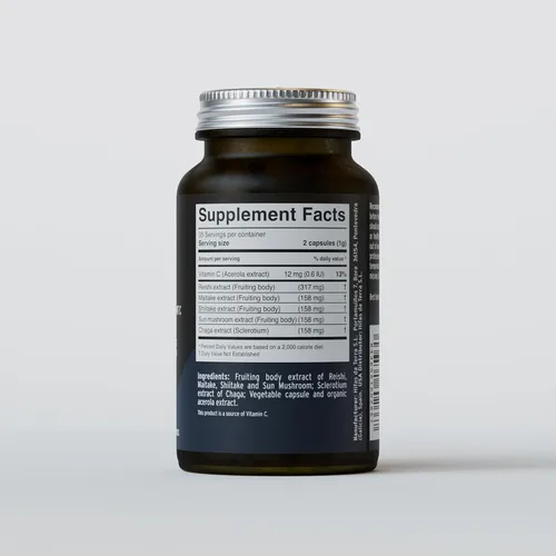 Vista 6 de HIFAS DA TERRA Mico-Five - Cápsulas complejas de hongos - Suplemento de apoyo inmunológico - Mezcla de extracto de Reishi, shiitake, maitake, chaga