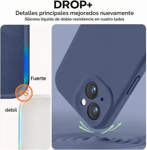 Vista 4 de Vooii Compatible con iPhone 15, silicona líquida Defender mejorada, protección mejorada de la cámara, forro de microfibra antiarañazos suave, funda