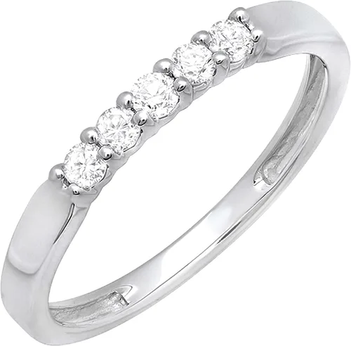 Vista 71 de Dazzlingrock Collection Anillo de boda redondo de 5 piedras preciosas o diamantes para mujer en oro macizo de 10 K/14 K/18 K