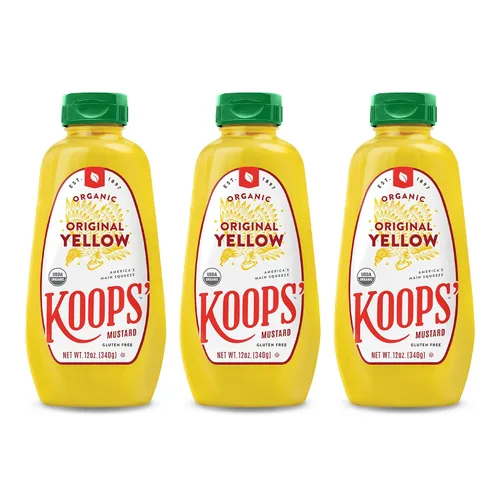 Vista 20 de Koops' Mostaza Dijon orgánica – Condimento Dijon, sin gluten, kosher, sin OMG, salsa de mostaza orgánica certificada por USDA, fabricado