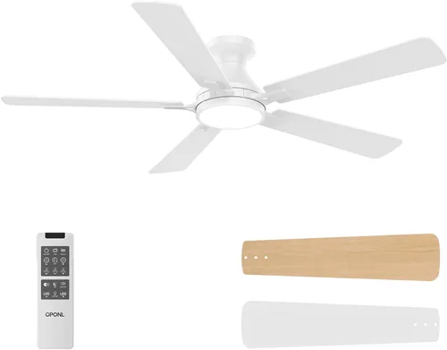 Vista 16 de OPONL 42 inch Low Profile Ceiling fan with Light and Remote Control Negro