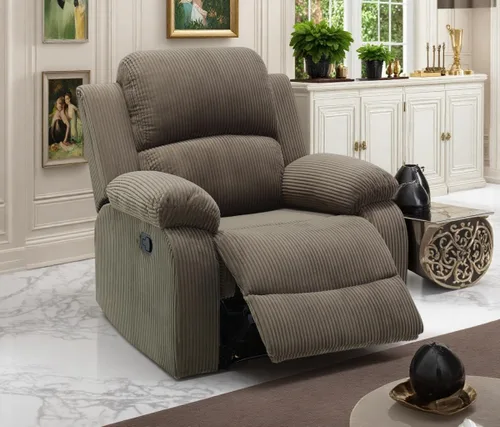 Vista 40 de Sofá reclinable manual moderno, sofá reclinable de cuero de 3 plazas, sofá reclinable de sala de estar, sofá con portavasos y mesa abatible