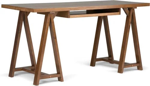 Vista 27 de Simpli Home - Sawhorse - Mesa de centro, color castaño oscuro., Pino, Distressed Grey