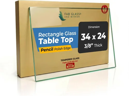 Vista 18 de Mesa rectangular transparente de vidrio templado de 16 x 30 pulgadas, borde pulido de lápiz de 3/8 pulgadas de grosor, resistente a los arañazos