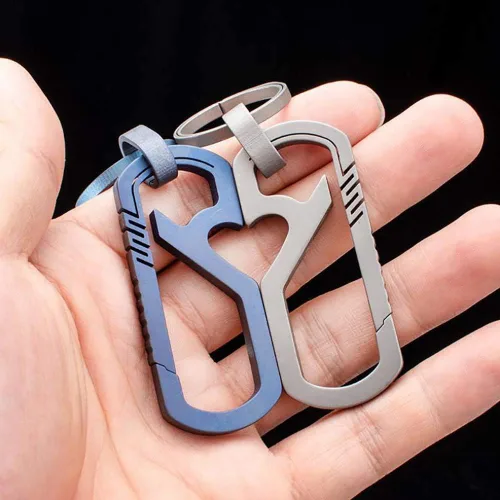Vista 7 de Ccanku Titanium Keychain Rings Anti-Lost Quick Release Heavy Duty Key Chain Hook EDC Tools
