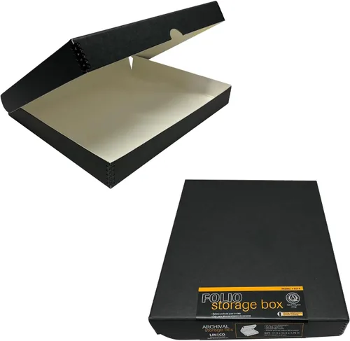 Vista 19 de Lineco Caja de almacenamiento de folio de archivo. Caja de almacenamiento con borde de metal, tapa de concha. 9.5 x 12.5 x 1.75 pulgadas.