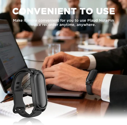 Vista 5 de Pulsera de silicona compatible con grabadora de voz Plaud NotePin, funda de PC con correa ajustable para Plaud NotePin S (2025), correa de repuesto