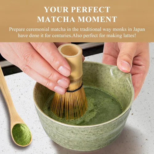 Vista 4 de Juego de batidor de matcha, batidor de vidrio, kit de fabricación de matcha (soporte Chasen), soporte para batidor de vidrio, cuchara de bambú