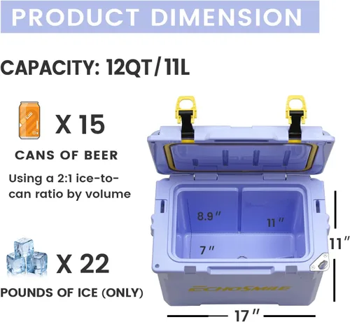 Vista 4 de EchoSmile 12/18/25 Quart Rotomolded Hard Cooler