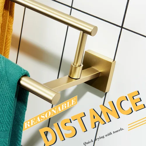 Vista 5 de Toallero de mano KOKOSIRI de 16 pulgadas, toallero de baño para estante de gabinete de baño, barras de toallas, acero inoxidable cepillado dorado