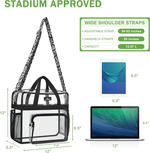 Vista 39 de MAY TREE Bolsa transparente para eventos en estadios de 12 x 6 x 12 pulgadas, bolsa de almuerzo transparente con correas reforzadas para trabajo