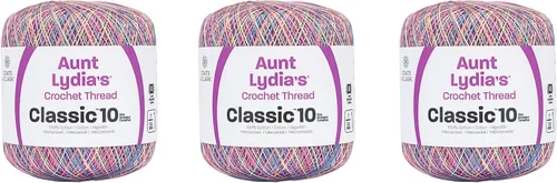 Vista 19 de Aunt Lydia Classic Crochet - 3 unidades de 350y/1,049.9 ft - Natural Tamaño 10 3 capas 100% algodón mercerizado hilo de ganchillo para tapetes