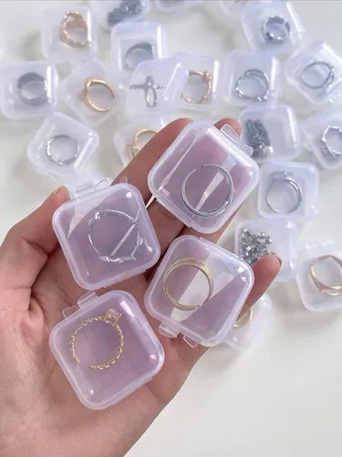 Vista 2 de 10pcs mini caja de almacenamiento de joyería transparente, multifuncional, portátil