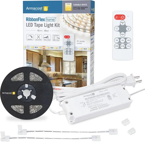 Vista 9 de Armacost Lighting Kit de luz en cinta LED regulable para AC del hogar, blanco cálido suave (1.5M) 424502 2700K blanco cálido 5 m