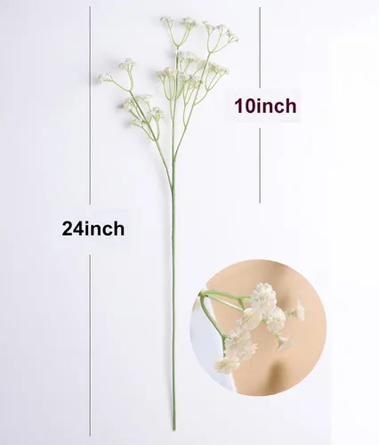 Vista 5 de Duovlo 10 piezas Flores Aliento de Bebé 23.6" Ramos Artificiales de Gypsophila Flores de Tacto Real para Decoración de Boda Hogar DIY