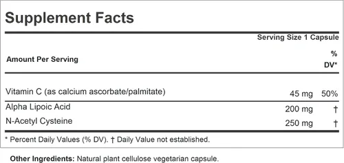 Vista 2 de ANDREW LESSMAN ALA + NAC Ácido alfa lipoico con N-acetil-cisteína 30 cápsulas - Ultra alta potencia, soporte antioxidante para sistema nervioso
