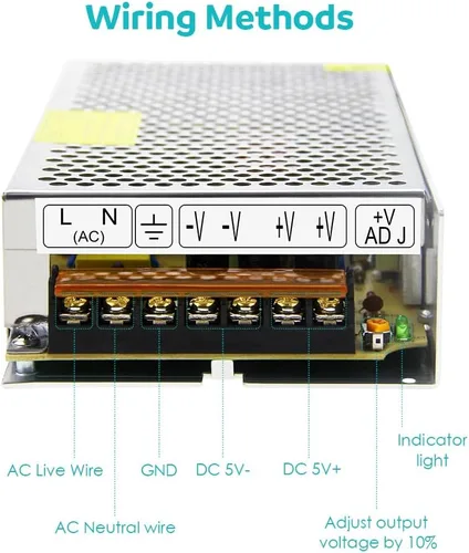Vista 5 de Aclorol 5V 20A 100W Fuente de Alimentación Conmutada 110V / 220V CA a CC 5V 20amp Transformador Universal, Convertidor, Adaptador de Potencia