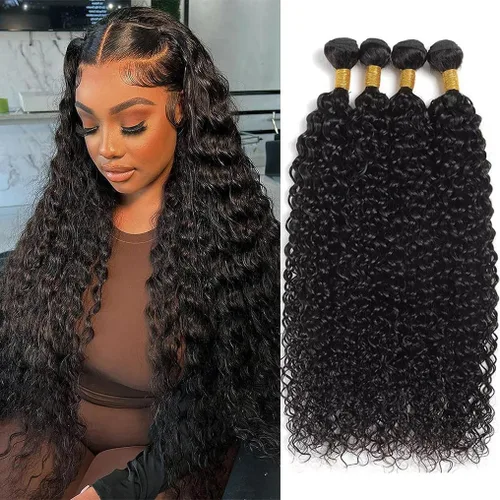 Vista 15 de Paquetes de cabello humano onda de agua 4 paquetes 10 12 14 16 pulgadas 10A brasileño virgen rizado profundo paquetes 100% sin procesar mojado