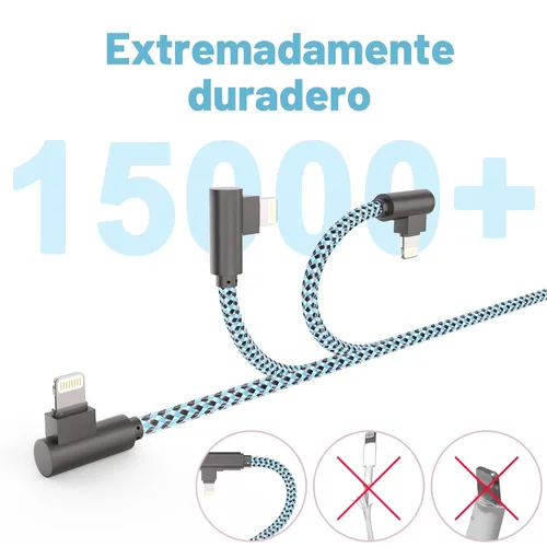 Vista 3 de Cable de carga para iPhone, cable Lightning de 6 pies, 3 unidades, cable de carga largo para iPhone 11, cargador para iPhone 6 pies