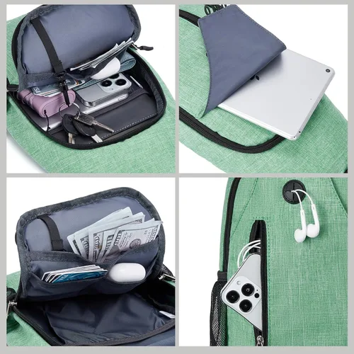 Vista 3 de BOSTANTEN Bolsa tipo bandolera, mochila cruzada con RFID, bolsa de hombro para hombres y mujeres, viajes, senderismo, casual