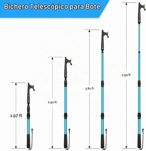Vista 3 de SANLIKE Telescopic Boat Hook Luminous Extendable Marine Docking Pole Gaff Azul