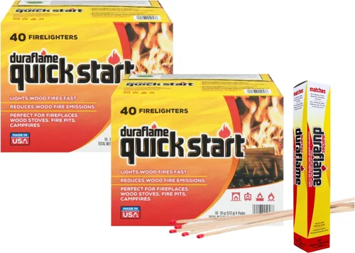 Vista 9 de Duraflame Quick Start Firelighters – 40 Count Case Instant, Clean & Reliable Fire Starting for Fireplaces, Grills, Fire Pits & Camping Adventures