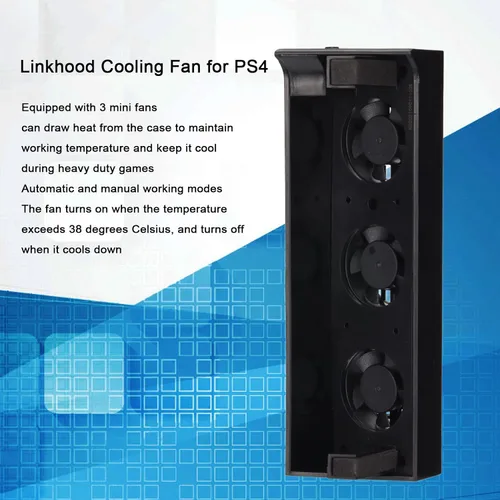 Vista 3 de Acogedor Ventilador de refrigeración USB para PS4 Slim, enfriador USB externo con sensor de temperatura automático controlado con 3 ventiladores