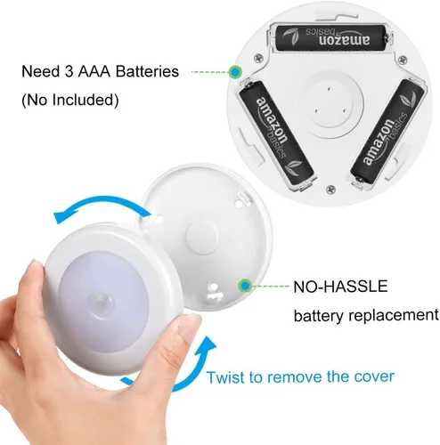 Vista 5 de Sensor de movimiento luz Amir, luz LED de noche que funciona con pilas, inalámbrica, se adhiere a cualquier lugar, luces para clóset, luces