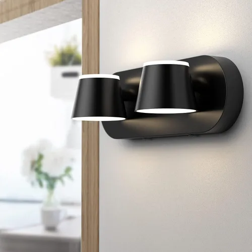 Vista 7 de URSOLA Luz de Tocador de Baño de 2 Luces, Accesorios de Iluminación de Pared LED Negros, Orientables Arriba y Abajo, Regulables, Accesorios