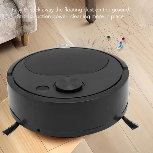 Vista 6 de Robot aspirador, multifuncional carga USB, mini robot de barrido al vacío para suelos de madera, azulejos y alfombras (negro)