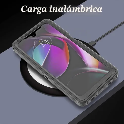 Vista 6 de YmhxcY Funda para Moto G 5G 2022 (sin protector de pantalla) con funda duradera de 3 capas a prueba de caídas, a prueba de golpes, funda de goma