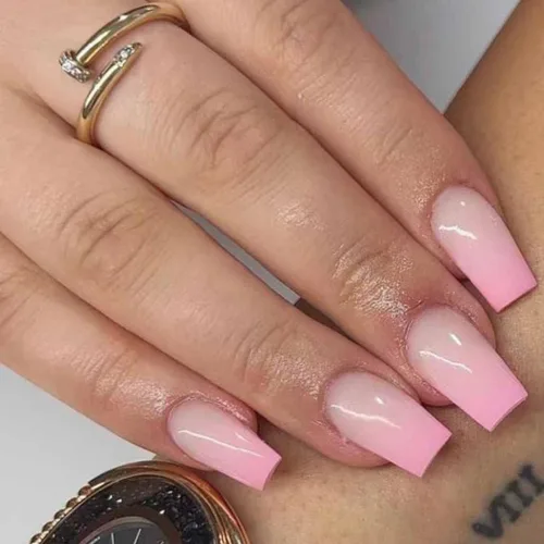 Vista 8 de Foccna Uñas postizas a presión negras francesas medianas, uñas postizas de mariposa, uñas postizas acrílicas de ataúd nude, uñas artificiales