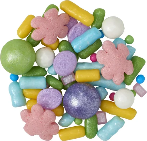 Vista 5 de DECOPAC Bloom Sweet Bloom Deluxe Fusion Mix, 26 onzas, chispas de caramelo elegantes en recipiente portátil, chispas comestibles para pasteles