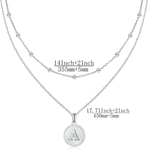 Vista 2 de ASHFUHZL Initial Necklaces for Women,18K Gold Silver Rose Gold Shell Letter Necklaces for Girls,Coin Pendants Stainless Steel Layered Initial