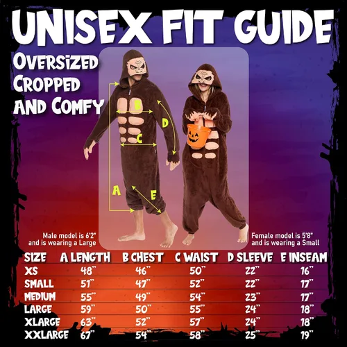 Vista 4 de FUNZIEZ! Sasquatch - Disfraz de pie grande - Yeti de una pieza (marrón, mediano)