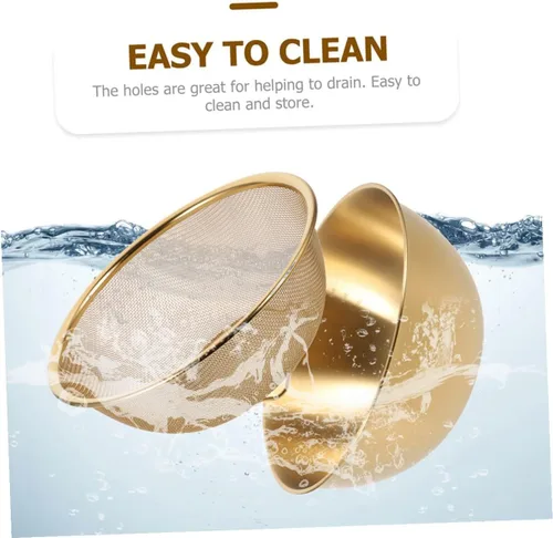 Vista 8 de Stainless Steel Fine Mesh Strainer with Anti-slip Flat Bottom Multi-functional Rice Washer and Vegetable Fruit Washing Basket for Kitchen Use Wire