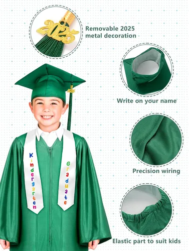 Vista 4 de QZYL Juego de gorro y bata de graduación de jardín de infantes, traje unisex de felicitaciones graduadas con borla y certificado para jardín