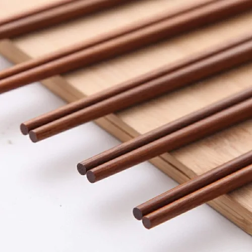 Vista 6 de Bambú natural chino, Hot Pot palillos, 10 pares, set de regalo, 10.6 pulgadas de largo, color café, Marrón1 Premium Chinese Japanese Korean
