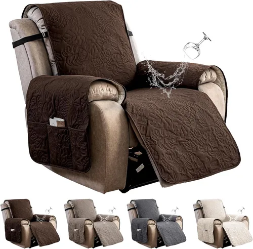 Vista 23 de Funda reclinable 100% impermeable para sofá biplaza, 4 piezas divididas para sofá reclinable de 2 asientos, funda de sofá reclinable antideslizante