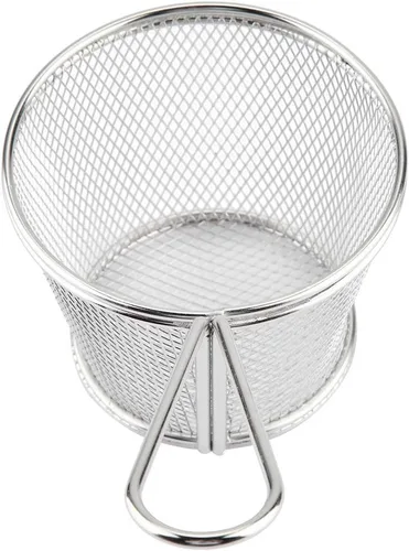 Vista 9 de Mini cesta para freír papas fritas, cesta de malla de alambre de acero inoxidable de 4 pulgadas para el hogar, cocina, colador de alimentos, papas