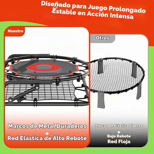 Vista 2 de Dual-Sided Adjustable Baseball Rebound Net for Multi-Sport,Includes 2 Balls Rojo