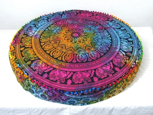 Vista 29 de ICC - Funda de cojín cuadrada grande de algodón con diseño de mandala, funda de almohada hippie, funda de almohada para el suelo con cremallera