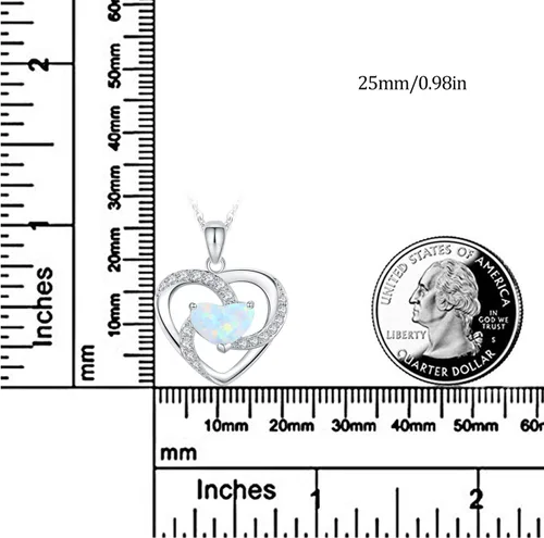 Vista 5 de Cuoka Collar con dije de corazón y estrella de luna y estrella con forma de corazón y ópalo con texto en inglés "I Love Y ou to The Moon and Back