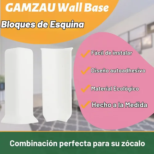 Vista 6 de Bloques de Esquina para Zócalo de 4 Pulgadas de Altura, Autoadhesivos 3 Interiores + 3 Esquinas Exteriores-Conector Entre la Base Cóncava Base