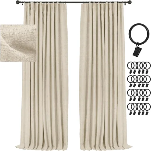 Vista 21 de INOVADAY Cortinas térmicas para puerta corredera 100% opacas para dormitorio, cortinas de puerta corrediza de vidrio extra anchas para patio, lino