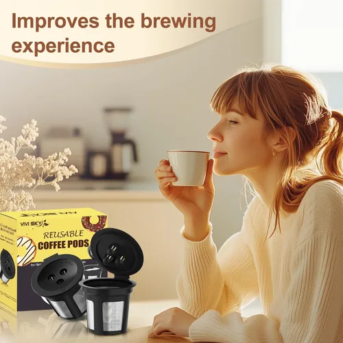 Vista 14 de Paquete de 5 cápsulas de café reutilizables Ninja: tazas K reutilizables para cafetera Ninja, filtros de café recargables para 3 agujas Ninja