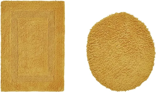 Vista 287 de Better Trends - Juego de 2 alfombras de baño 100% algodón, extra suaves, con borlas, de 17" x 24", alfombra de baño superabsorbente y reversible
