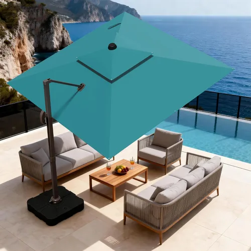Vista 37 de Sombrilla de 10 x 13 pies para exteriores, sombrilla grande rectangular con viga voladiza, resistente, con rotación de 360°, sombrilla con Beige